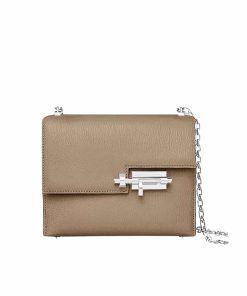 Hermes Verrou Chain Lock Mini Bag Grey 17Cm