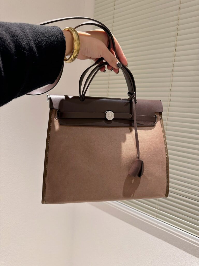 Hermes Toile Herbag Zip Tote Bag Dark Brown 31Cm - Image 2