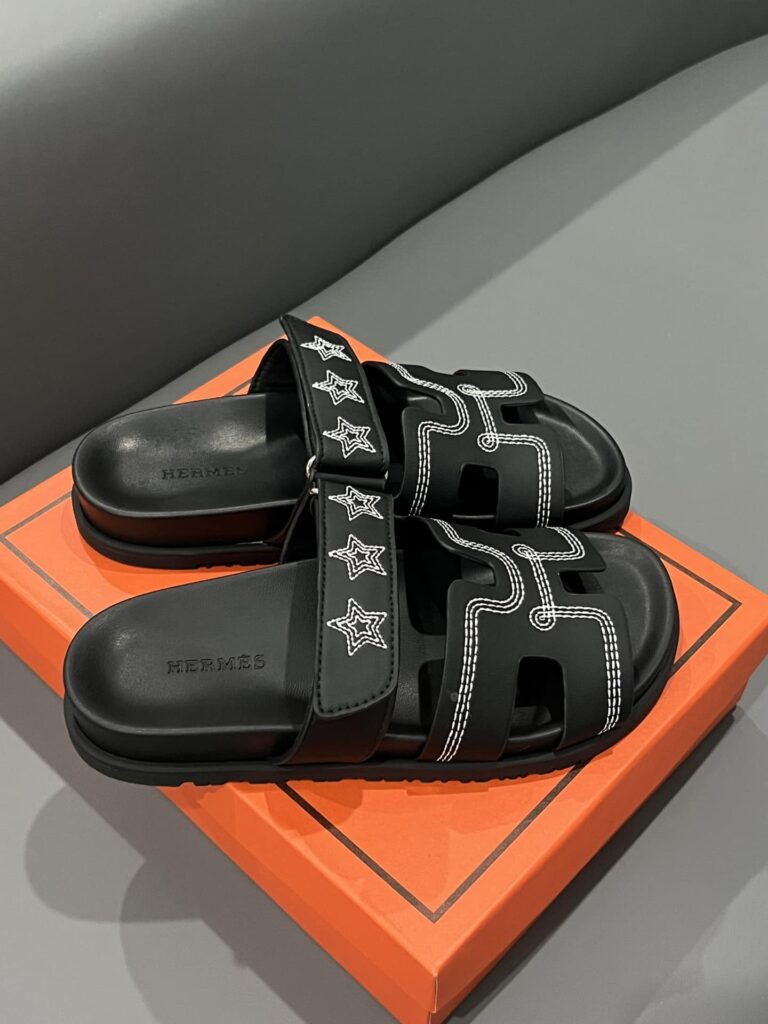 Hermes Chypre Sandal Star Stitched Noir H232142Z 02340 - Image 8