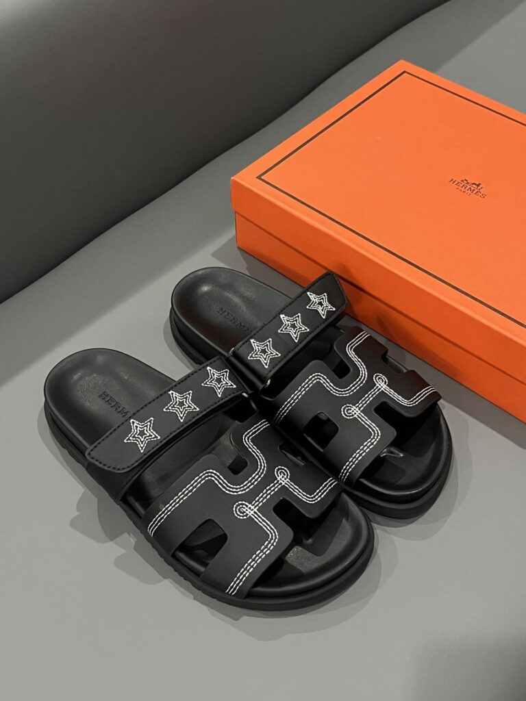 Hermes Chypre Sandal Star Stitched Noir H232142Z 02340 - Image 2