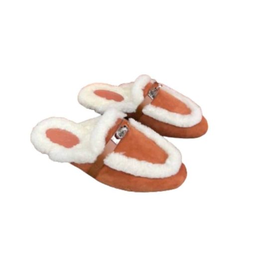 Hermes Oz Mule Shearling Brown White - Image 11