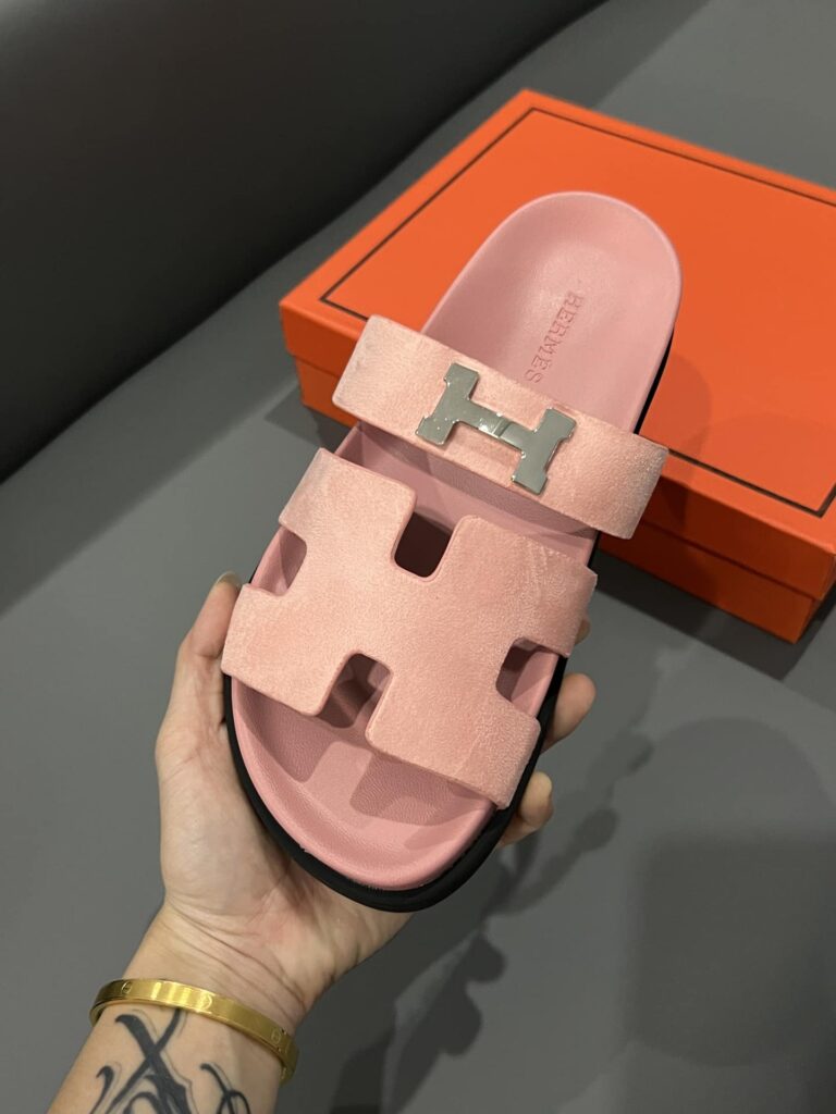 Hermes Chypre Sandal H Logo Silver Hardware Pink - Image 9