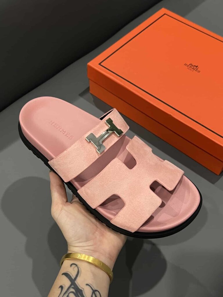 Hermes Chypre Sandal H Logo Silver Hardware Pink - Image 5