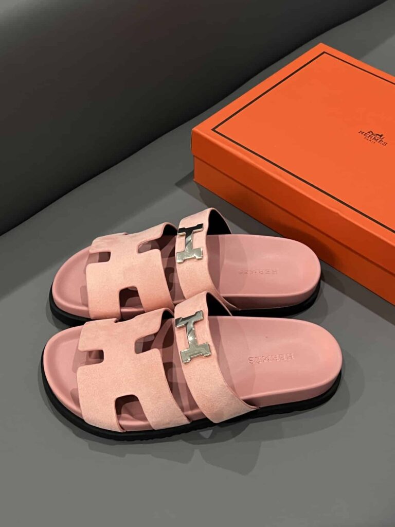 Hermes Chypre Sandal H Logo Silver Hardware Pink - Image 4