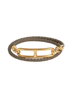 Hermes Roulis Double Tour Bracelet Khaki Gold Hardware