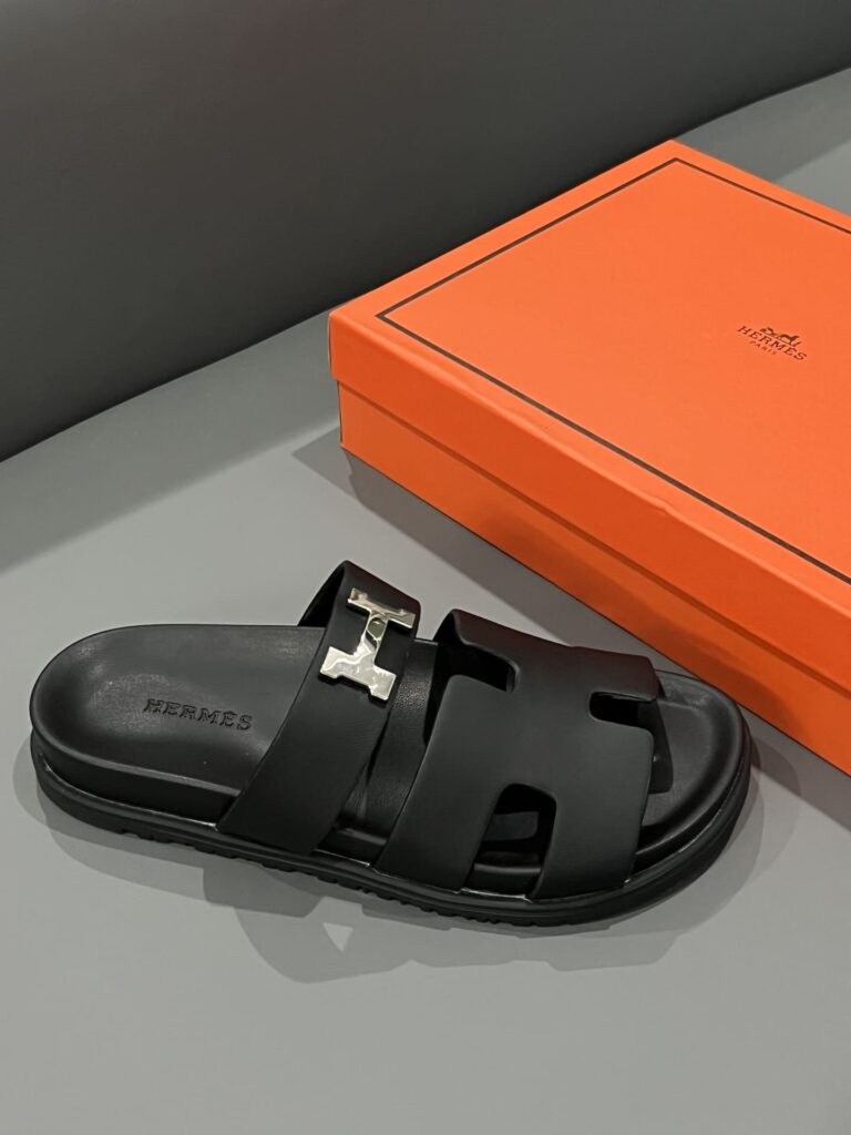 Hermes Chypre Sandal H Logo Silver Hardware Black - Image 8