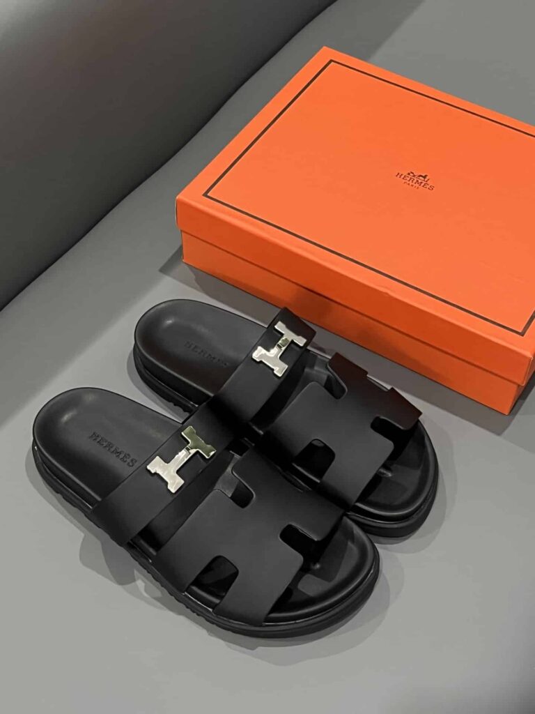 Hermes Chypre Sandal H Logo Silver Hardware Black - Image 2