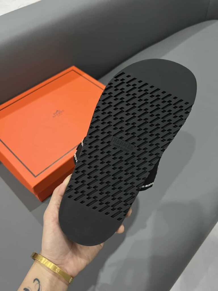 Hermes Chypre Sandal Suede Crystal Black - Image 9