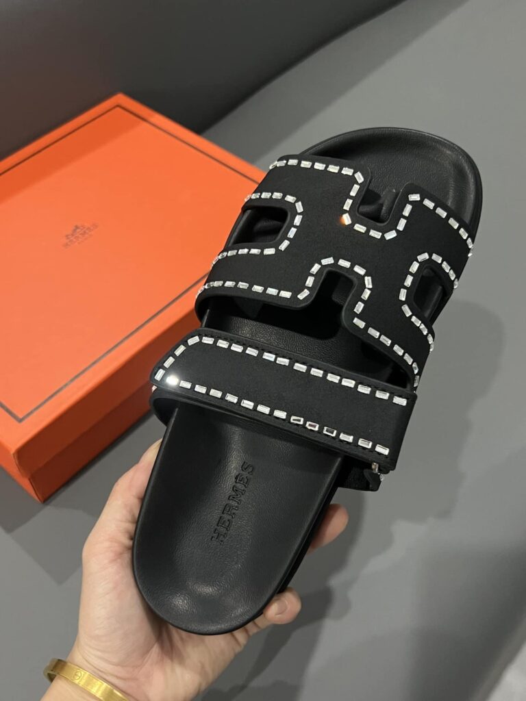 Hermes Chypre Sandal Suede Crystal Black - Image 8