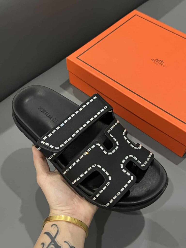 Hermes Chypre Sandal Suede Crystal Black - Image 6