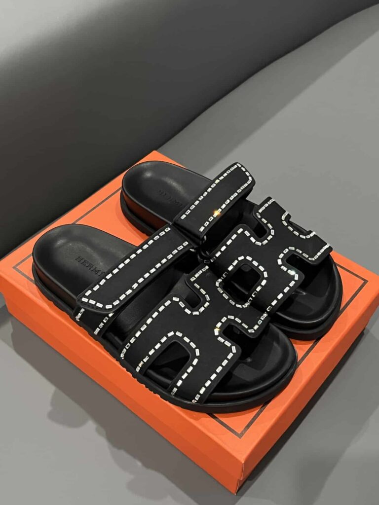 Hermes Chypre Sandal Suede Crystal Black - Image 5