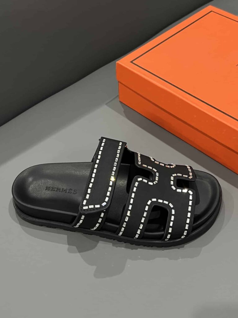Hermes Chypre Sandal Suede Crystal Black - Image 4