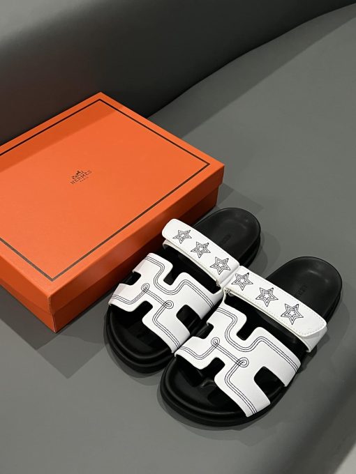 Hermes Chypre Sandal Star Stitched Blanc White H232142Z 90350 - Image 9