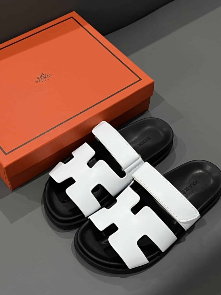 Hermes Chypre Sandal Blanc Calfskin White H222100Z 90345 - Image 9