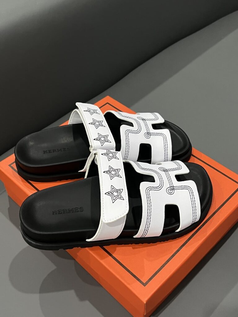 Hermes Chypre Sandal Star Stitched Blanc White H232142Z 90350 - Image 8