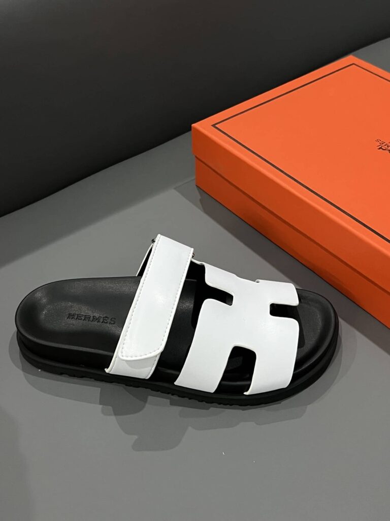 Hermes Chypre Sandal Blanc Calfskin White H222100Z 90345 - Image 8