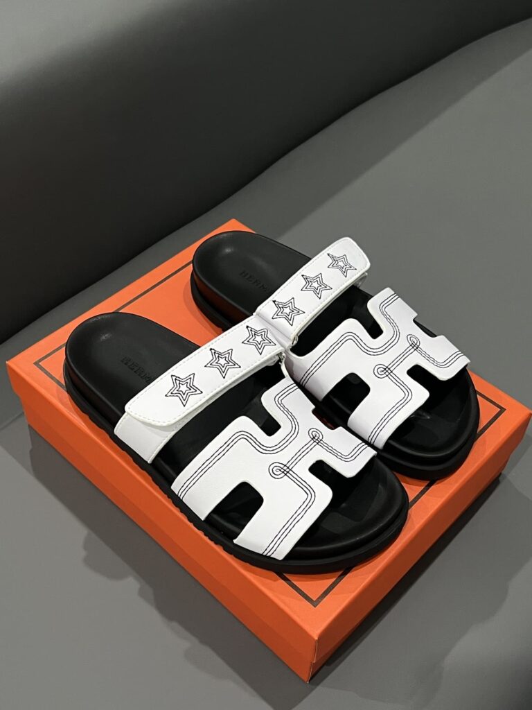Hermes Chypre Sandal Star Stitched Blanc White H232142Z 90350 - Image 7