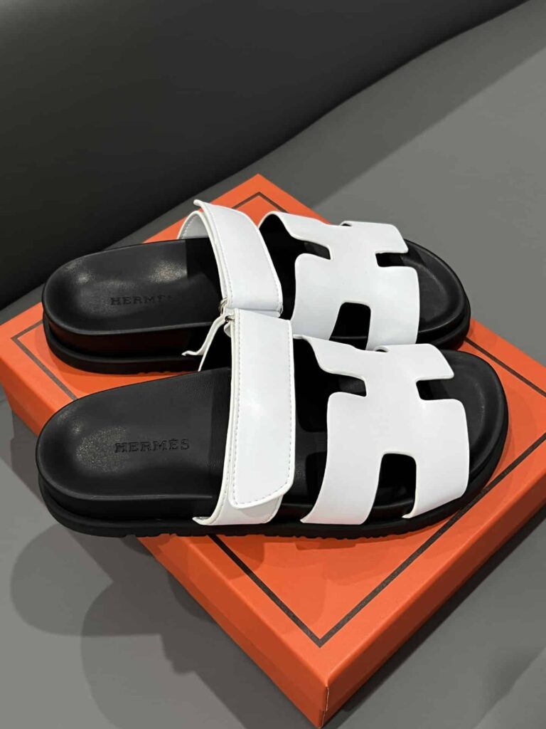 Hermes Chypre Sandal Blanc Calfskin White H222100Z 90345 - Image 7