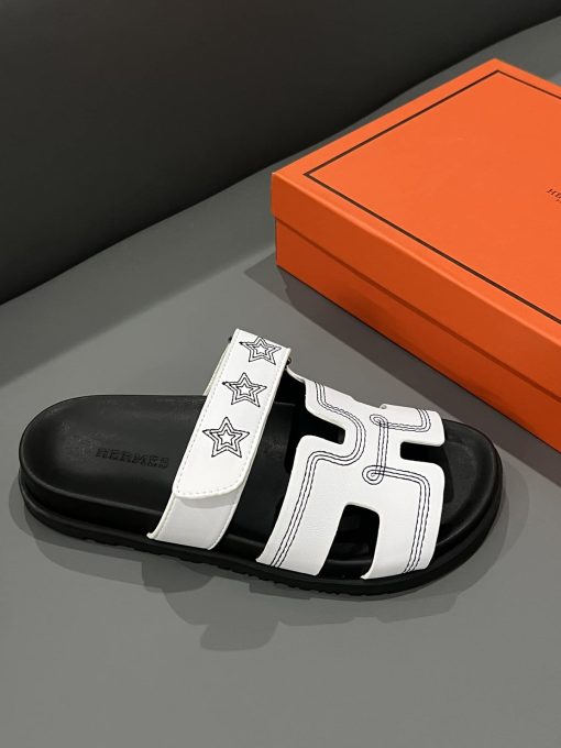 Hermes Chypre Sandal Star Stitched Blanc White H232142Z 90350 - Image 5
