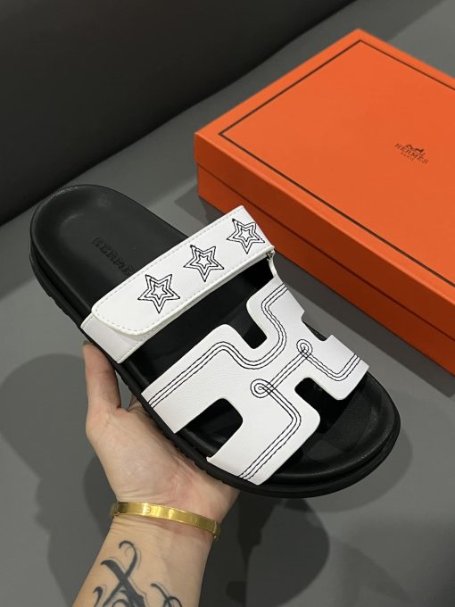 Hermes Chypre Sandal Star Stitched Blanc White H232142Z 90350 - Image 4