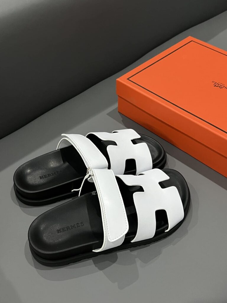 Hermes Chypre Sandal Blanc Calfskin White H222100Z 90345 - Image 4