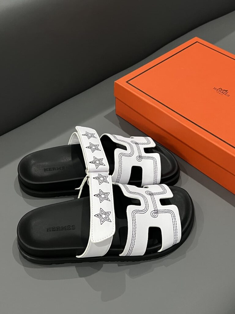 Hermes Chypre Sandal Star Stitched Blanc White H232142Z 90350 - Image 3