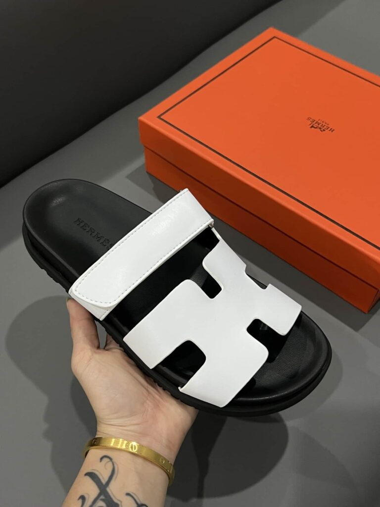 Hermes Chypre Sandal Blanc Calfskin White H222100Z 90345 - Image 3