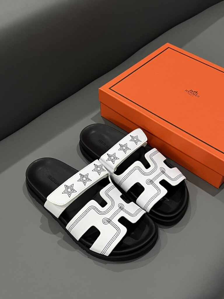 Hermes Chypre Sandal Star Stitched Blanc White H232142Z 90350 - Image 2