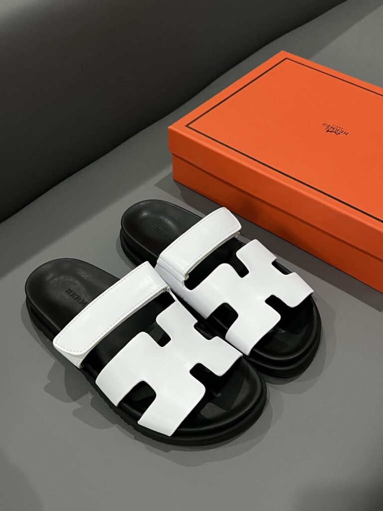 Hermes Chypre Sandal Blanc Calfskin White H222100Z 90345 - Image 2