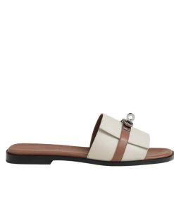 Hermes Giulia Sandal Brown And White H231056Z F8360