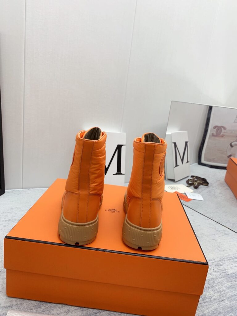 Hermes Fresh Ankle Boots Orange - Image 5