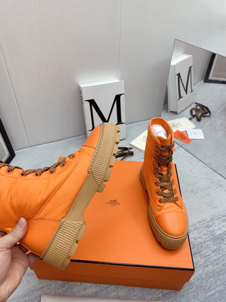 Hermes Fresh Ankle Boots Orange - Image 4