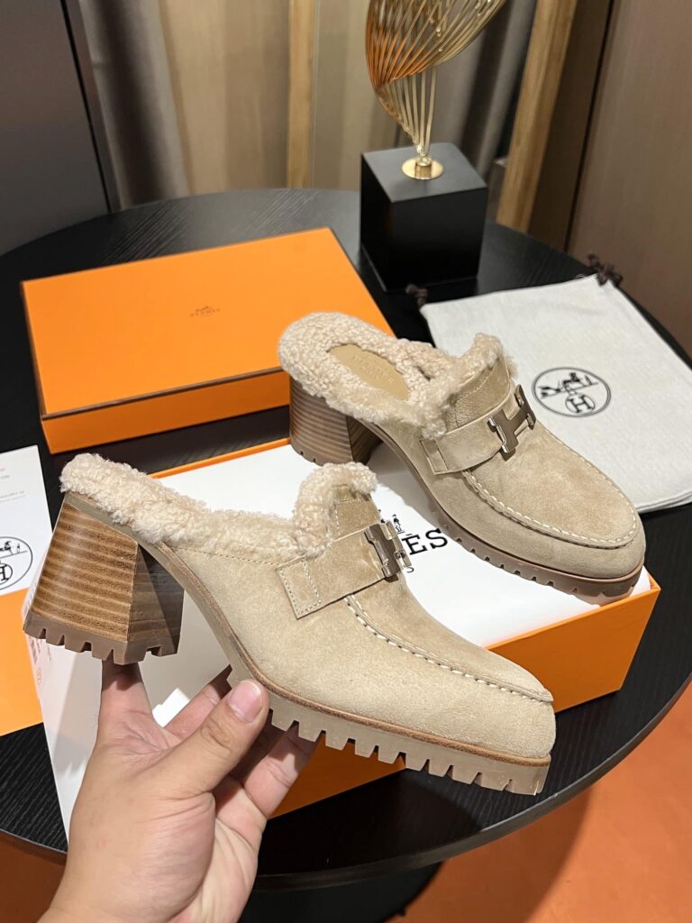 Hermes Flore 60 Mule Beige - Image 6