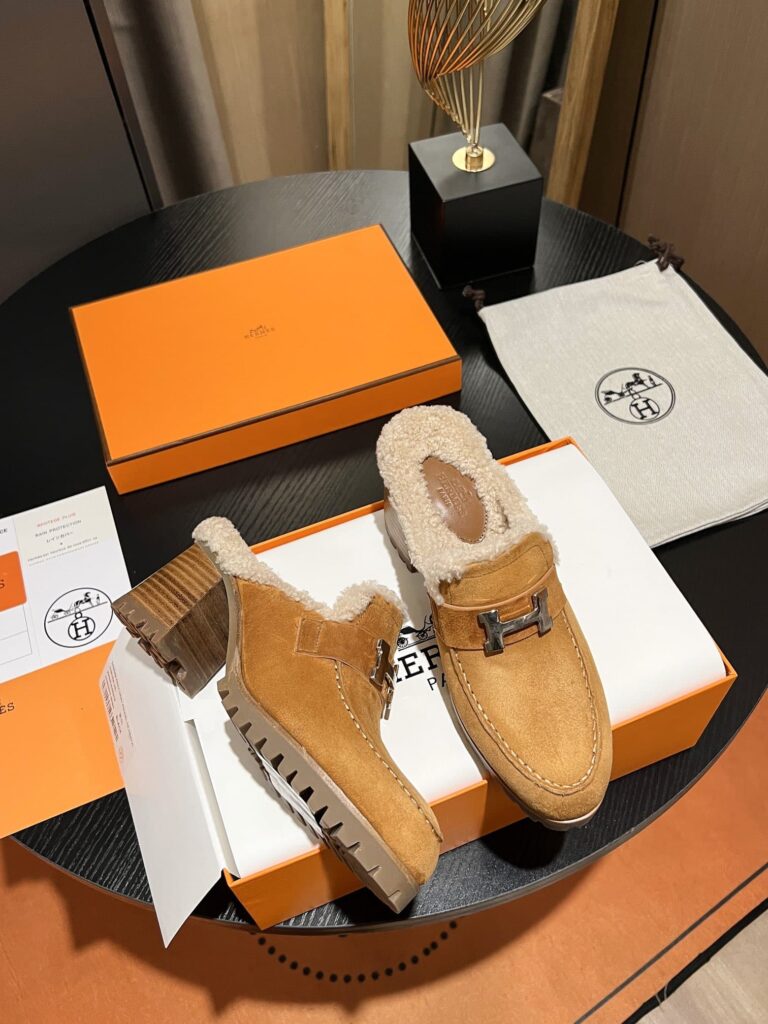 Hermes Flore 60 Mule Light Brown - Image 6