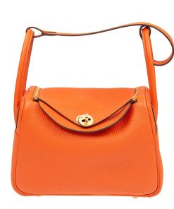 Hermes Lindy Mini Togo Bag Gold Hardware Orange 19Cm