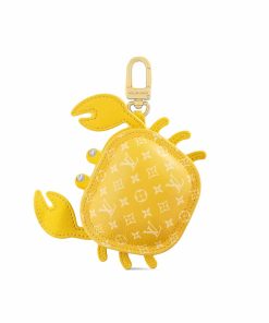 Louis Vuitton Lv Crab Bag Charm Leather And Canvas Yellow 9Cm M01932