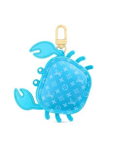 Louis Vuitton Lv Crab Bag Charm Leather And Canvas Blue 9Cm M01930