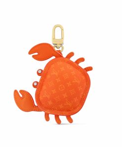 Louis Vuitton Lv Crab Bag Charm Leather And Canvas Orange 9Cm M01929