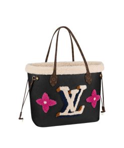Louis Vuitton Shearling Monogram Neverfull Mm Bag Black 33Cm