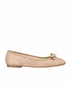 Dior Ballet Flat Nude Quilted Cannage Calfskin Kdb877Cqc S21U