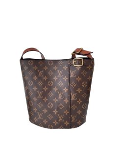 Louis Vuitton Bucket Bag With Gold Tone Buckle Monogram Brown 26Cm