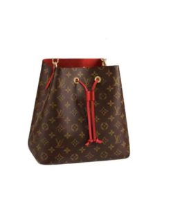 Louis Vuitton Neonoe Monogram Leather Bag Brown And Red 25Cm