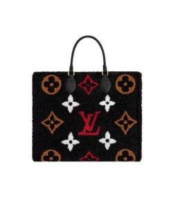 Louis Vuitton Onthego Monogram Teddy Fleece Black And Red 40Cm