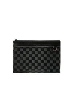 Louis Vuitton Voyage Pochette Damier Infini Cowhide Leather Black 33Cm