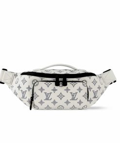 Louis Vuitton Rush Bumbag Monogram Shadow Leather White And Navy Blue 30Cm M25227