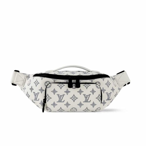 Louis Vuitton Rush Bumbag Monogram Shadow Leather White And Navy Blue 30Cm M25227