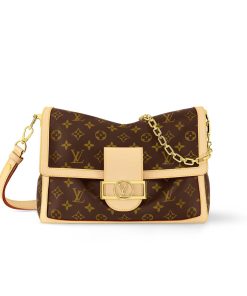 Louis Vuitton Dauphine Soft Gm Bag Monogram Canvas Yellow Border 28Cm M47149