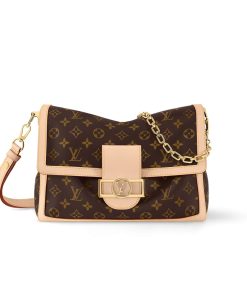 Louis Vuitton Dauphine Soft Gm Bag Monogram Canvas Pink Border 28Cm M47149