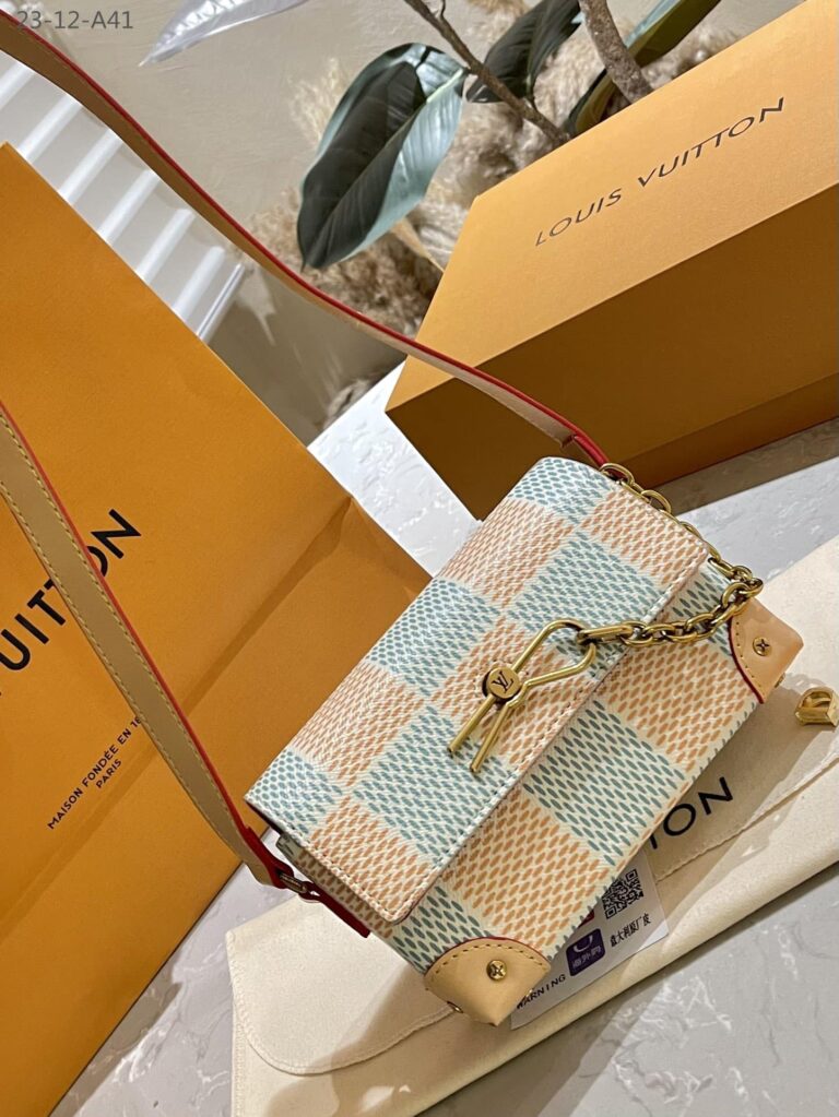 Louis Vuitton Steamer Bag Damier Orange And Blue 20Cm - Image 3