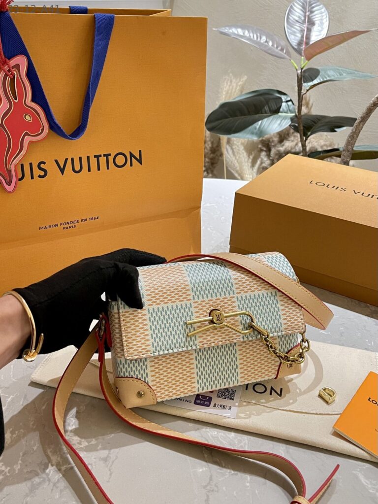 Louis Vuitton Steamer Bag Damier Orange And Blue 20Cm - Image 4